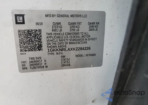 2019 GMC Acadia Sle from USA, damaged, VIN 1GKKNRLAXKZ284226